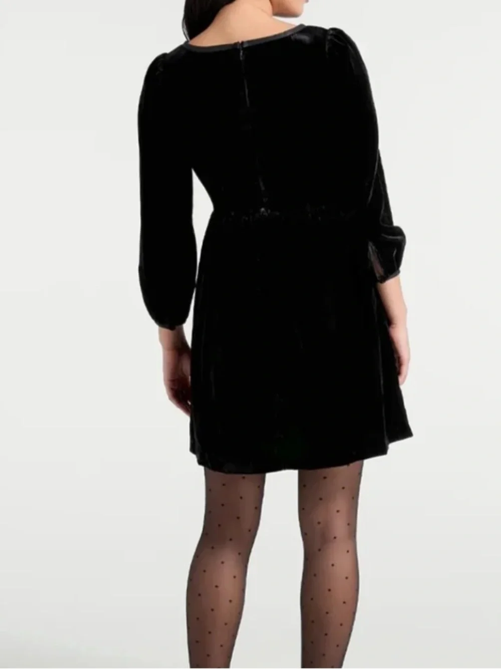 Modcloth Black Velvet Bow Mini Party Dress Size 6 - Picture 3 of 11
